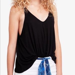 Free People Dani V-neck Summer Tank Top Black XS